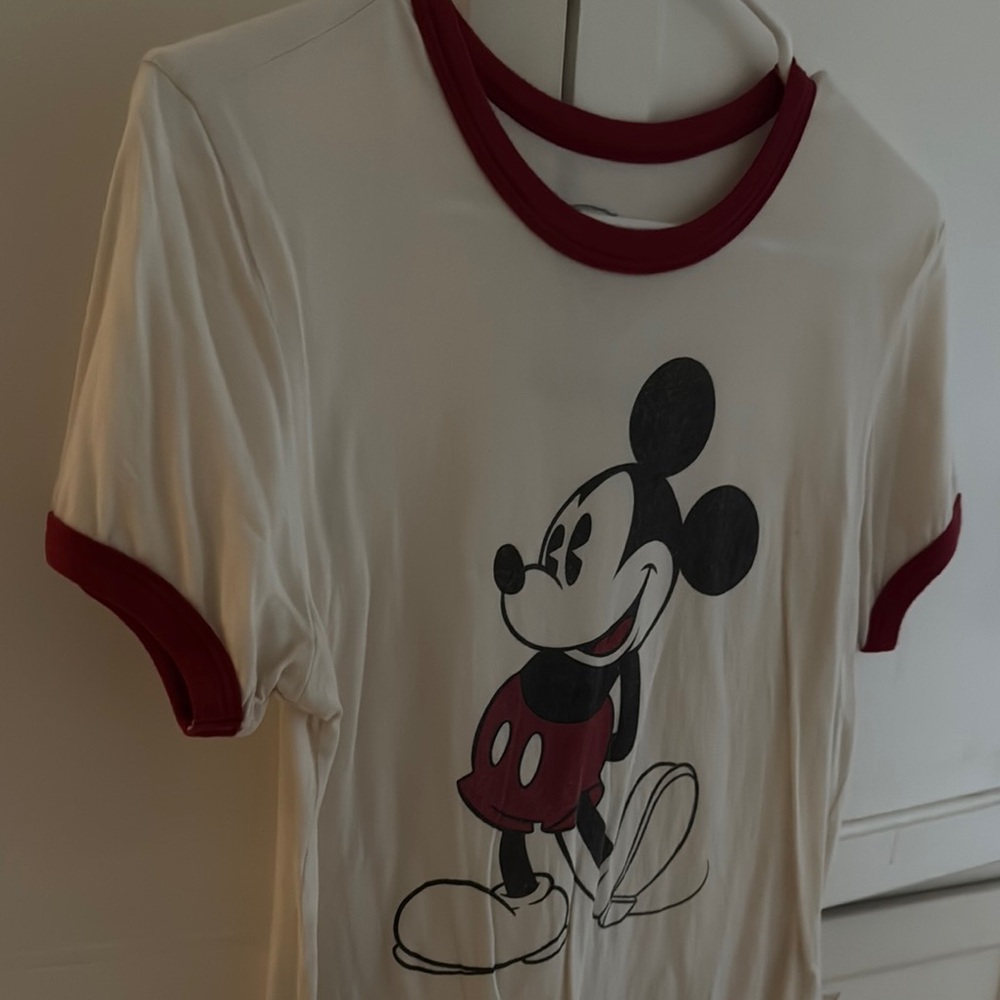Disney White and Red Mickey Mouse Short Sleeve Tee